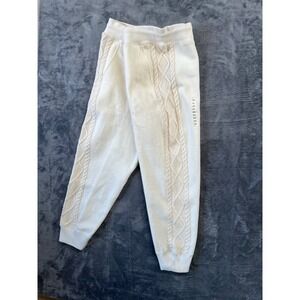 Polo Ralph Lauren Pants Joggers Womens XXL Cream Knit Cable Knit Side Stripe NWT